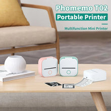 Lade das Bild in den Galerie-Viewer, Phomemo T02 Mini Thermal Printer Wireless Mini Pocket Printer, Adhesive Sticker Printer for DIY, Journal, Student Birthday Gift