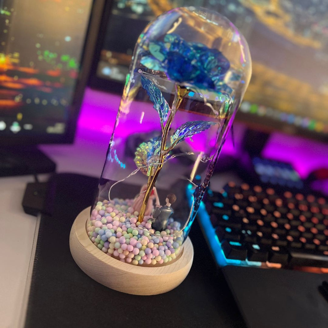 Enchanted Sparkly Rose - Weihnachtslampe LED (mit Perlen & Figur)